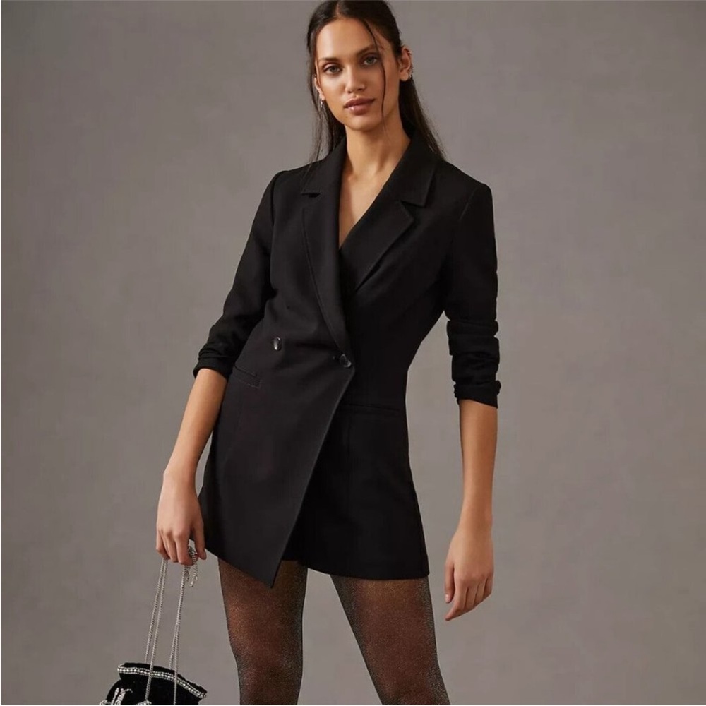 Anthropologie Blazer Romper Black One-piece Double Breasted NWT